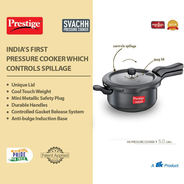 Prestige Cookers Svachh 5.28 Qt. Hard Anodized Senior Pressure Pan